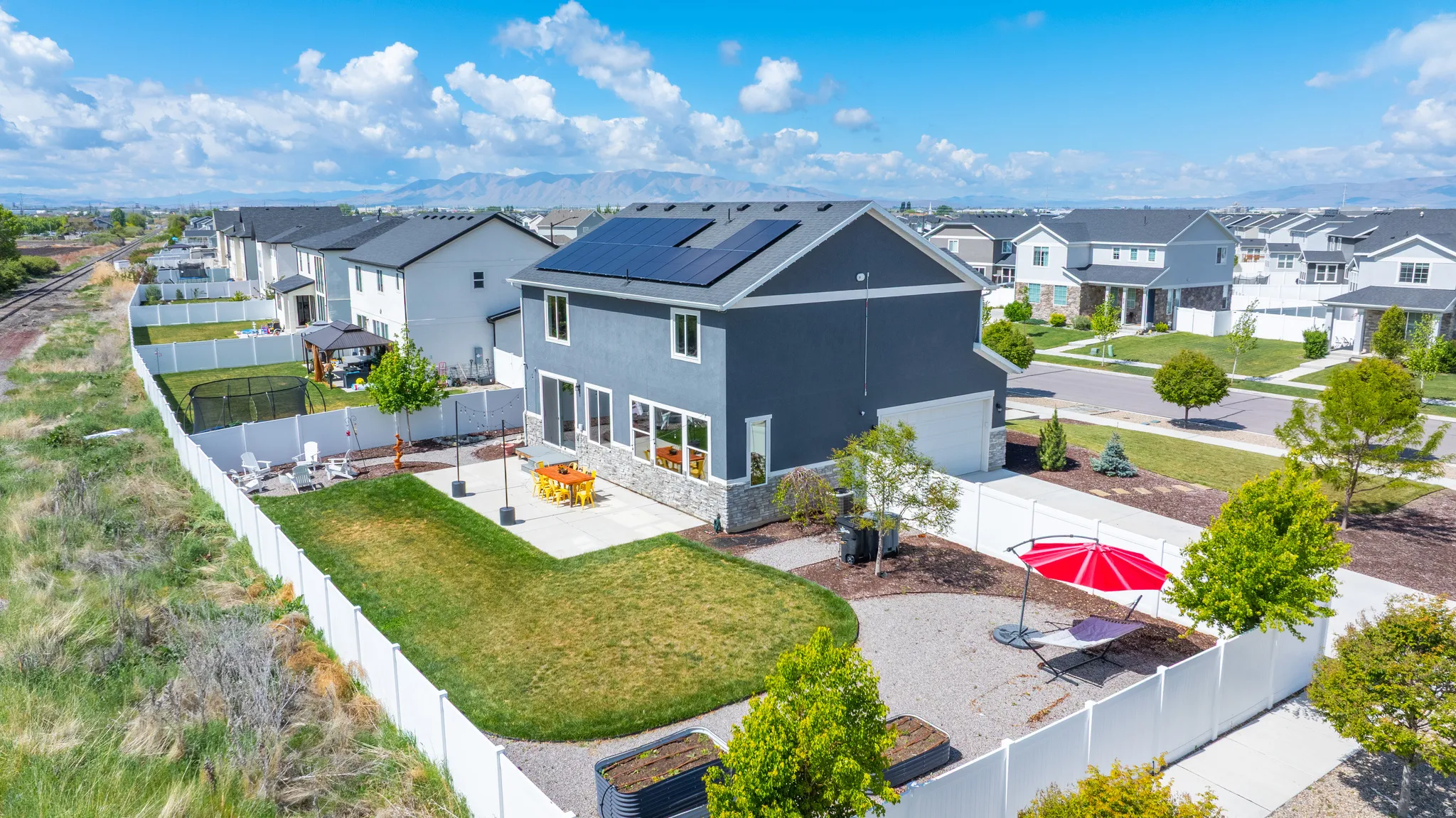 Aerial view of residential area