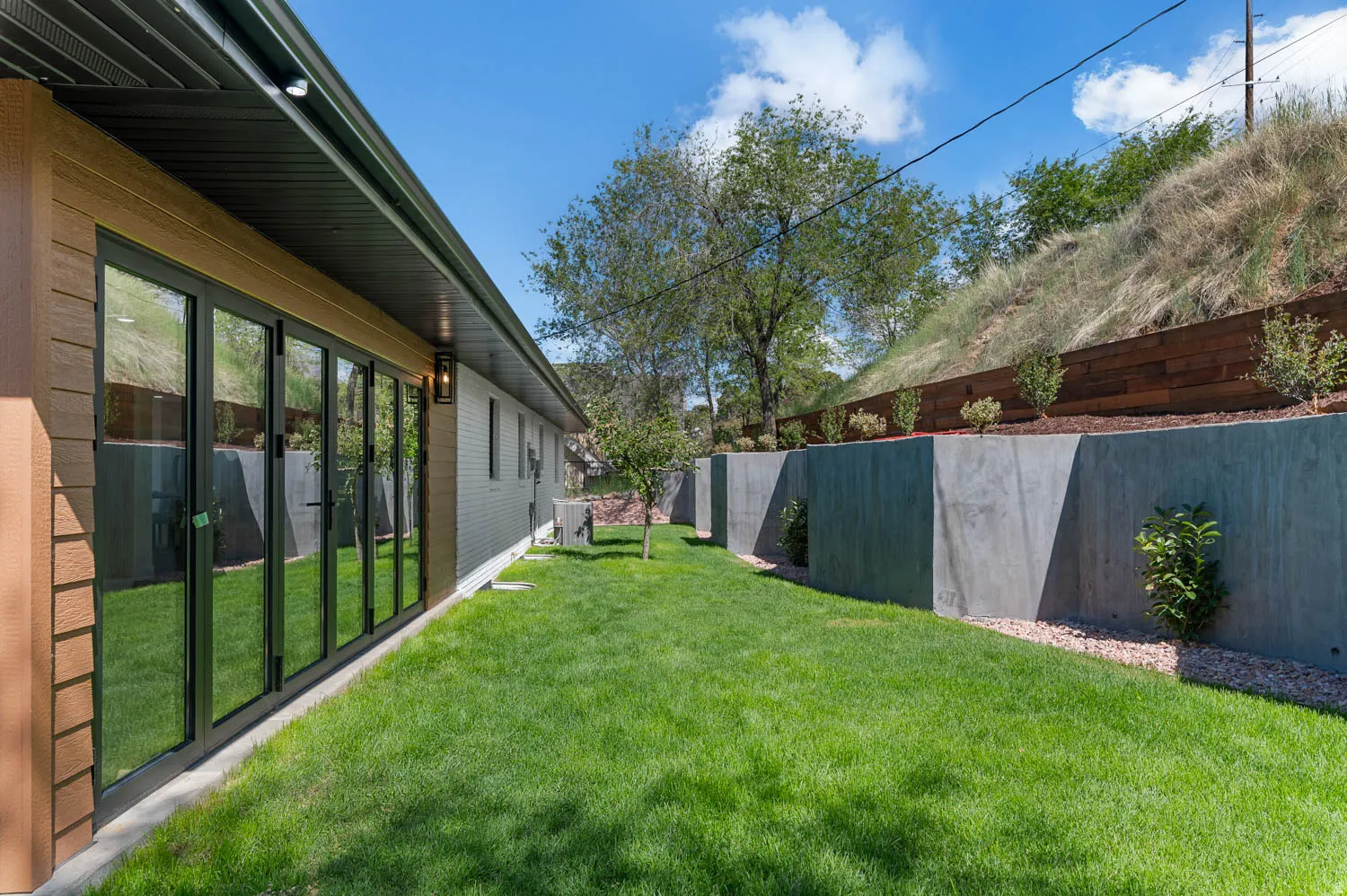 View of fenced backyard