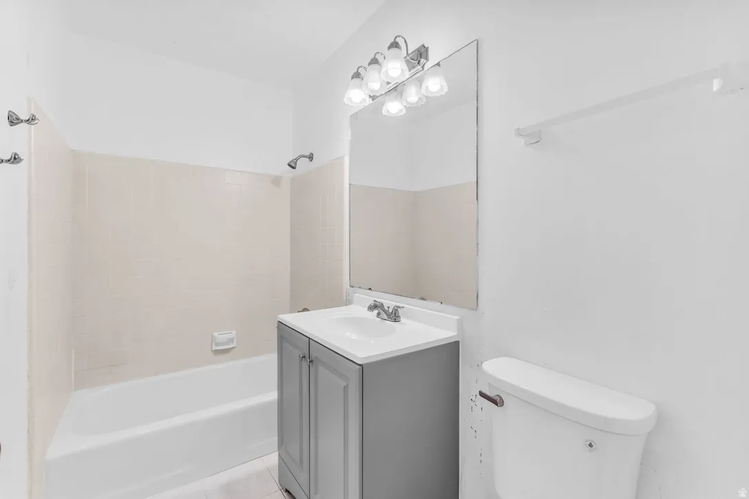 Primary bathroom, full bathroom with shower tub combo.