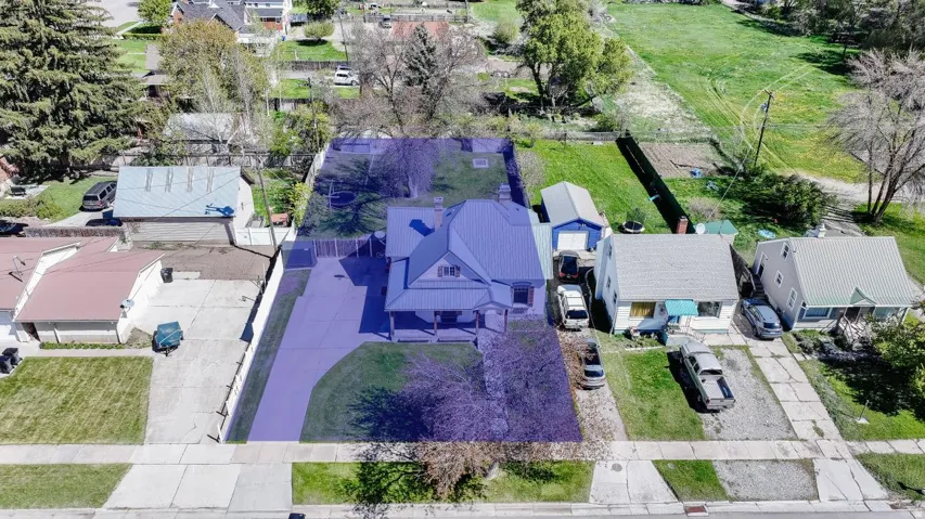 Aerial perspective of suburban area