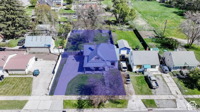 Aerial perspective of suburban area
