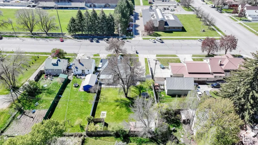 Aerial perspective of suburban area