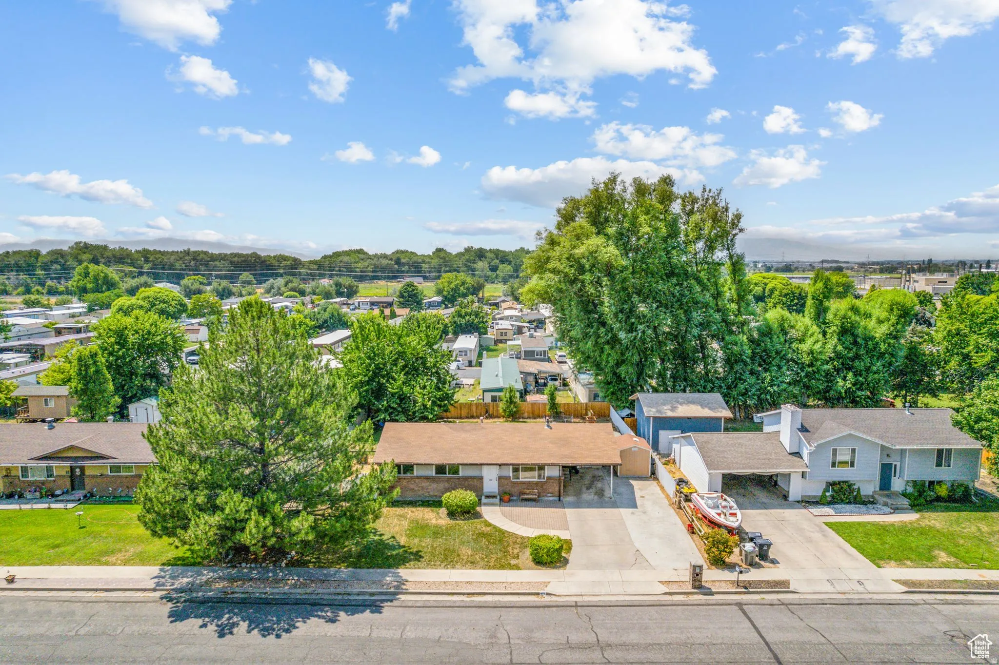 Aerial view of residential area