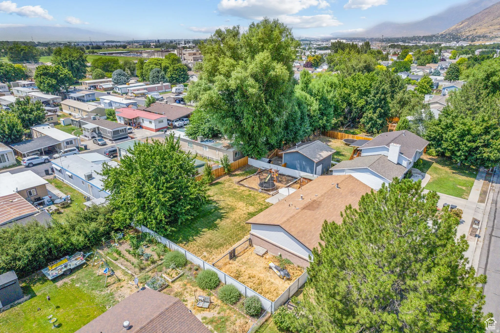 Aerial view of residential area