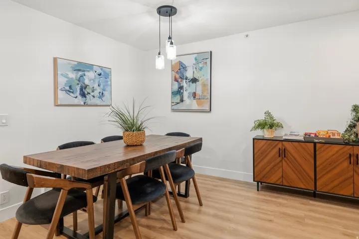 Dining space featuring light wood-type flooring