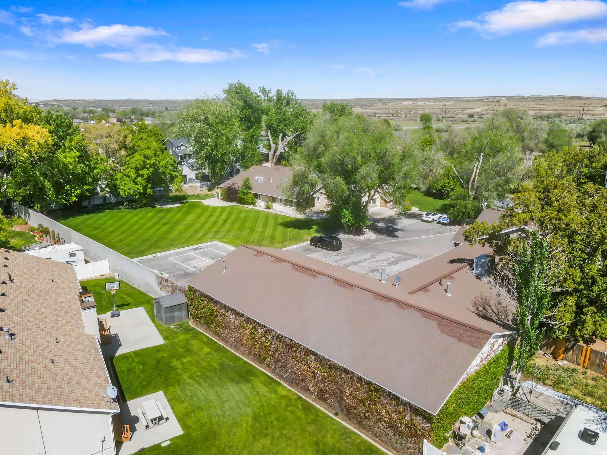 Aerial view of residential area