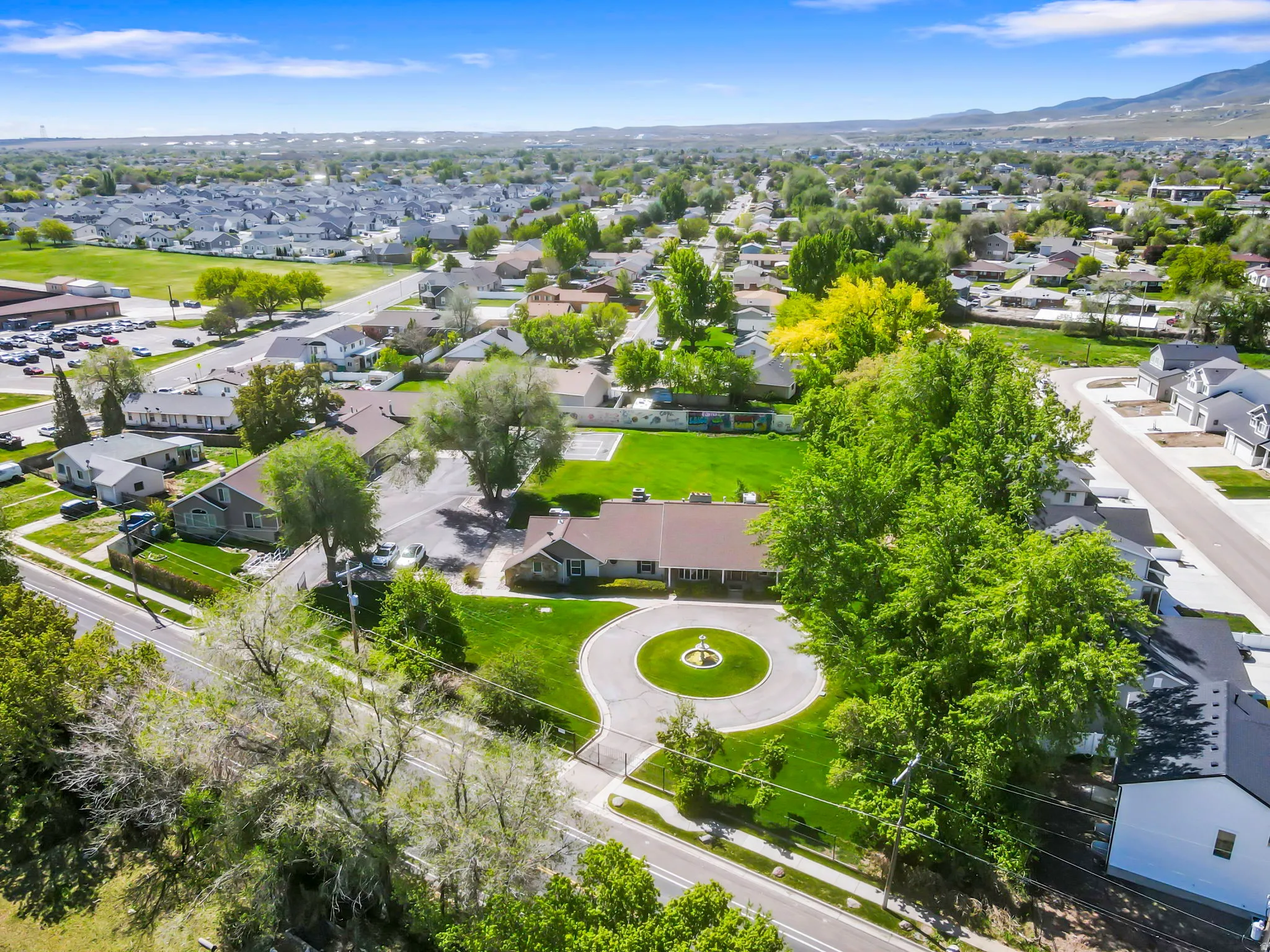 Aerial view of residential area
