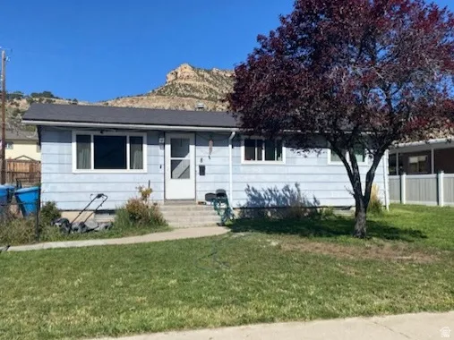 View of front facade with a mountain view
