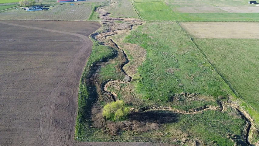 Overview of rural landscape with farmland