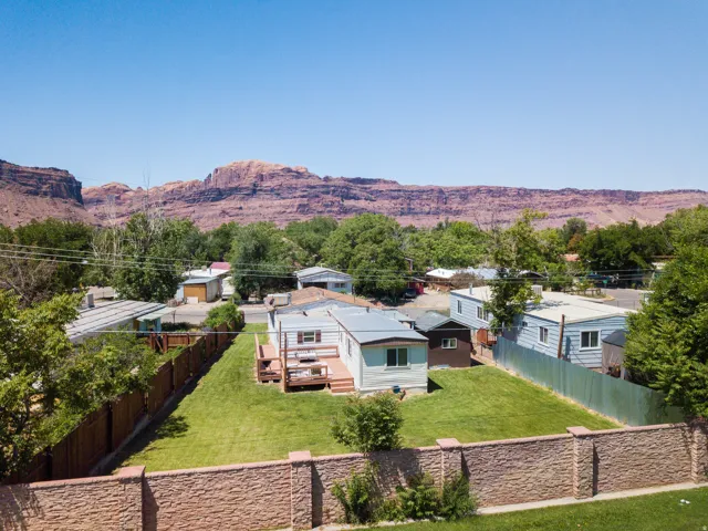 Drone / aerial view of a mountain backdrop