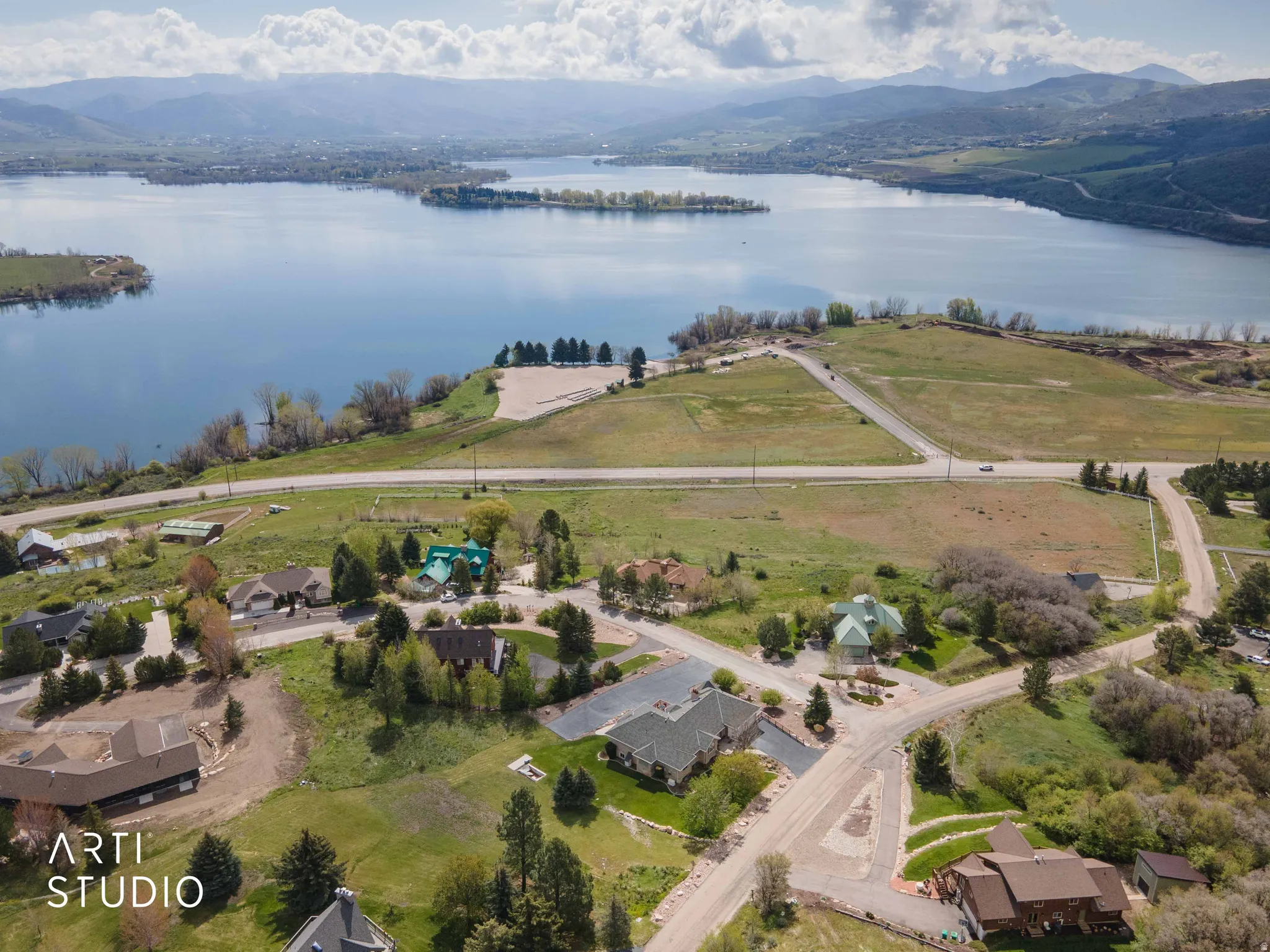 Drone / aerial view of a water and mountain view