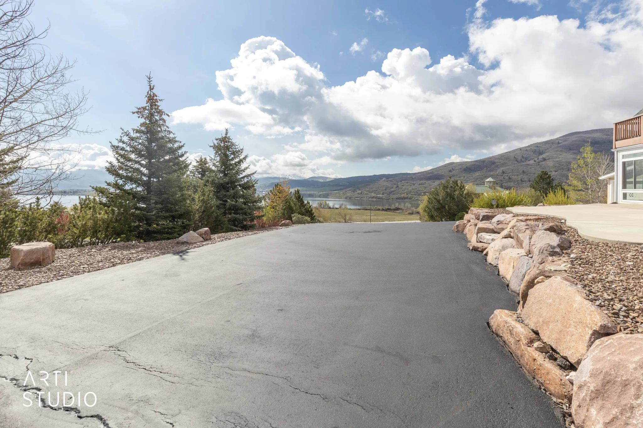 View of street with a mountain view