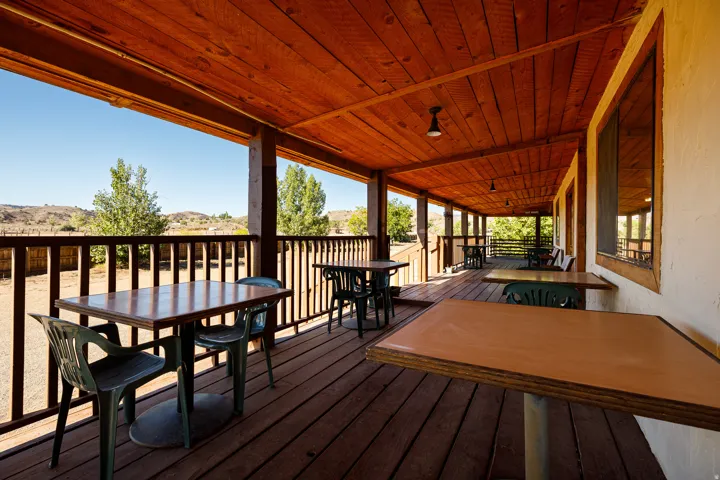 Wooden terrace with outdoor dining space