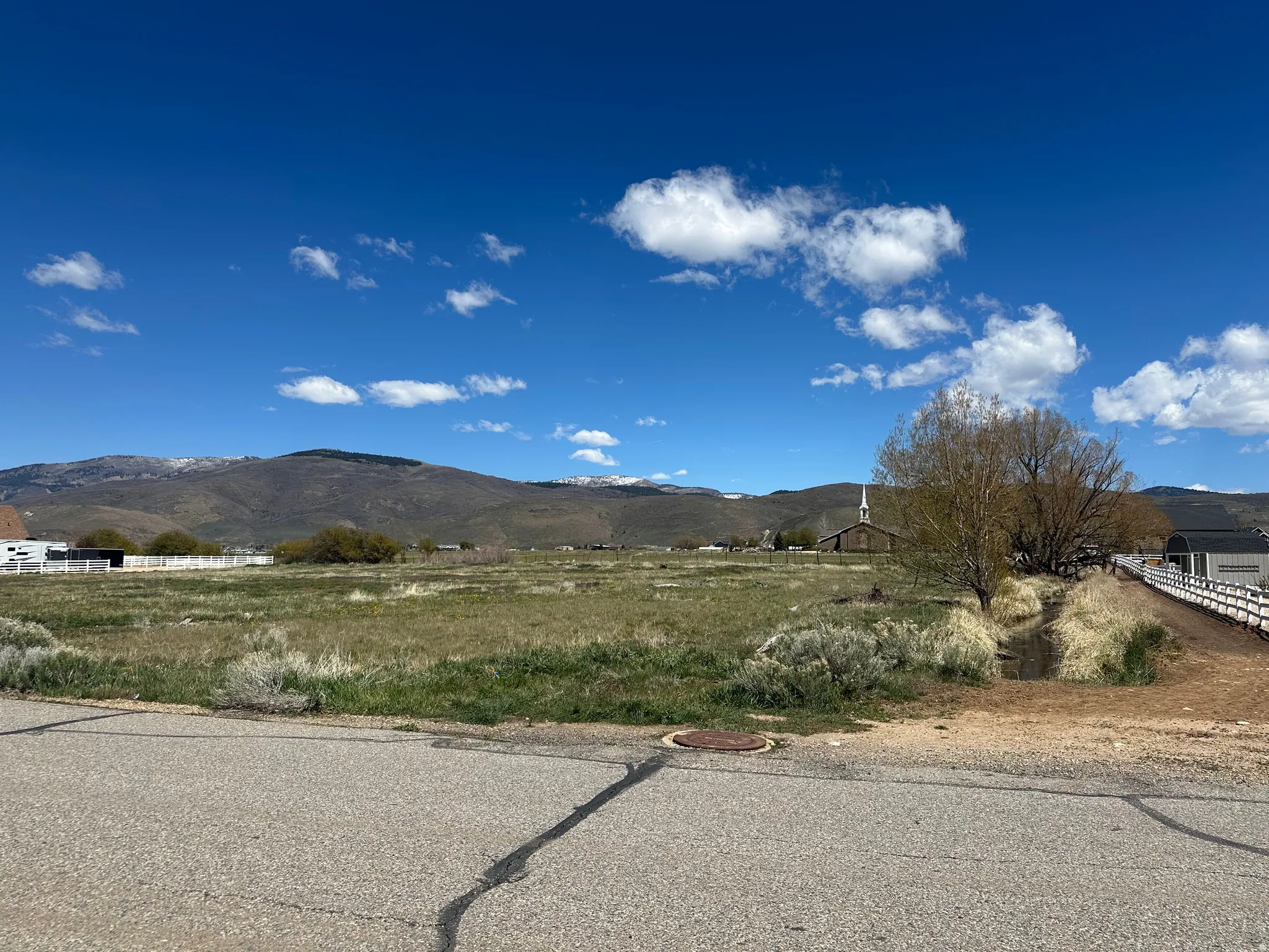 View of mountain background with rural landscape