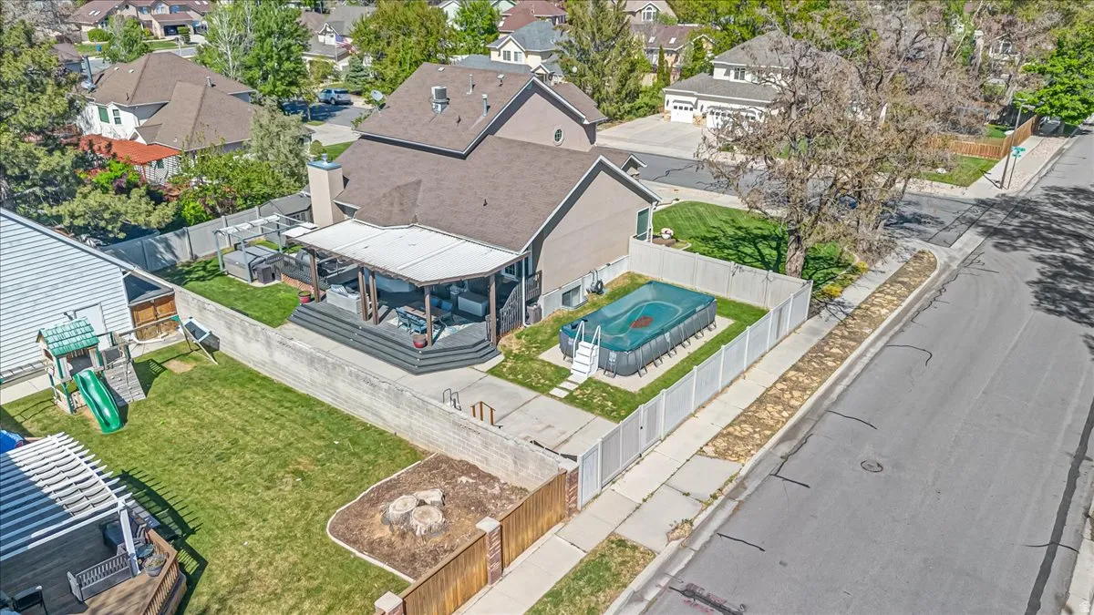 Aerial perspective of suburban area