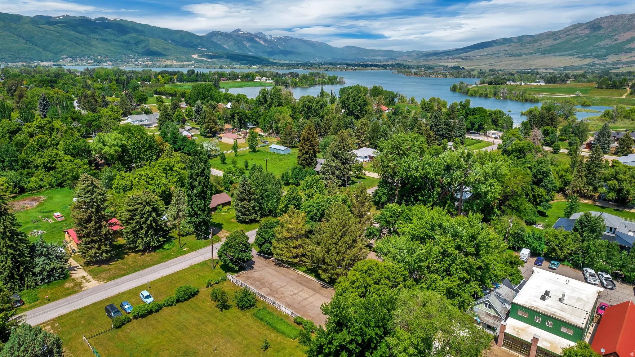Drone / aerial view of a water and mountain view