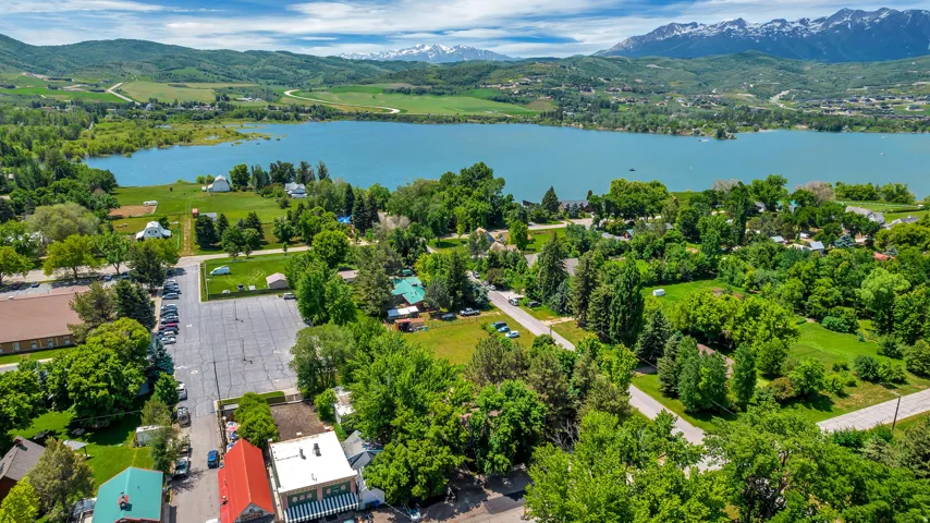 Drone / aerial view of a water and mountain view