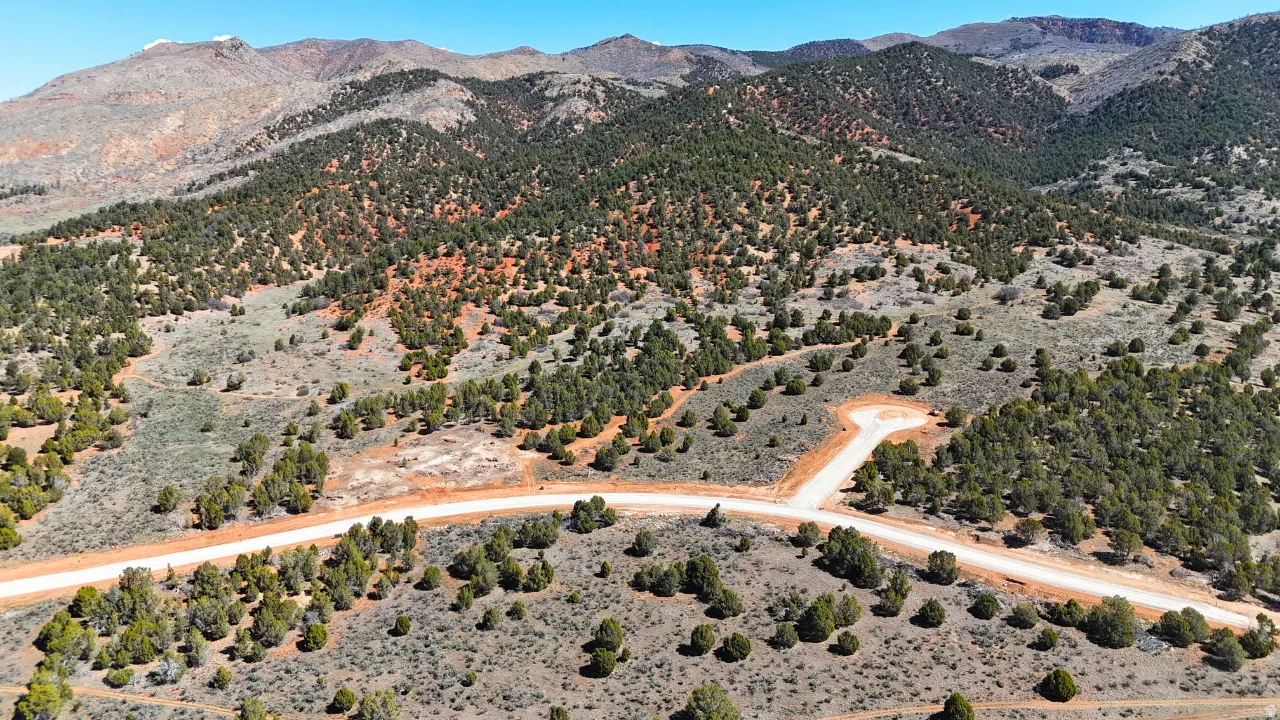 Aerial view of a mountainous background