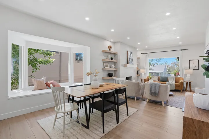 Dining room with recessed lighting