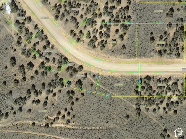 Aerial Map. Depicting property lines and parcels in a rural setting