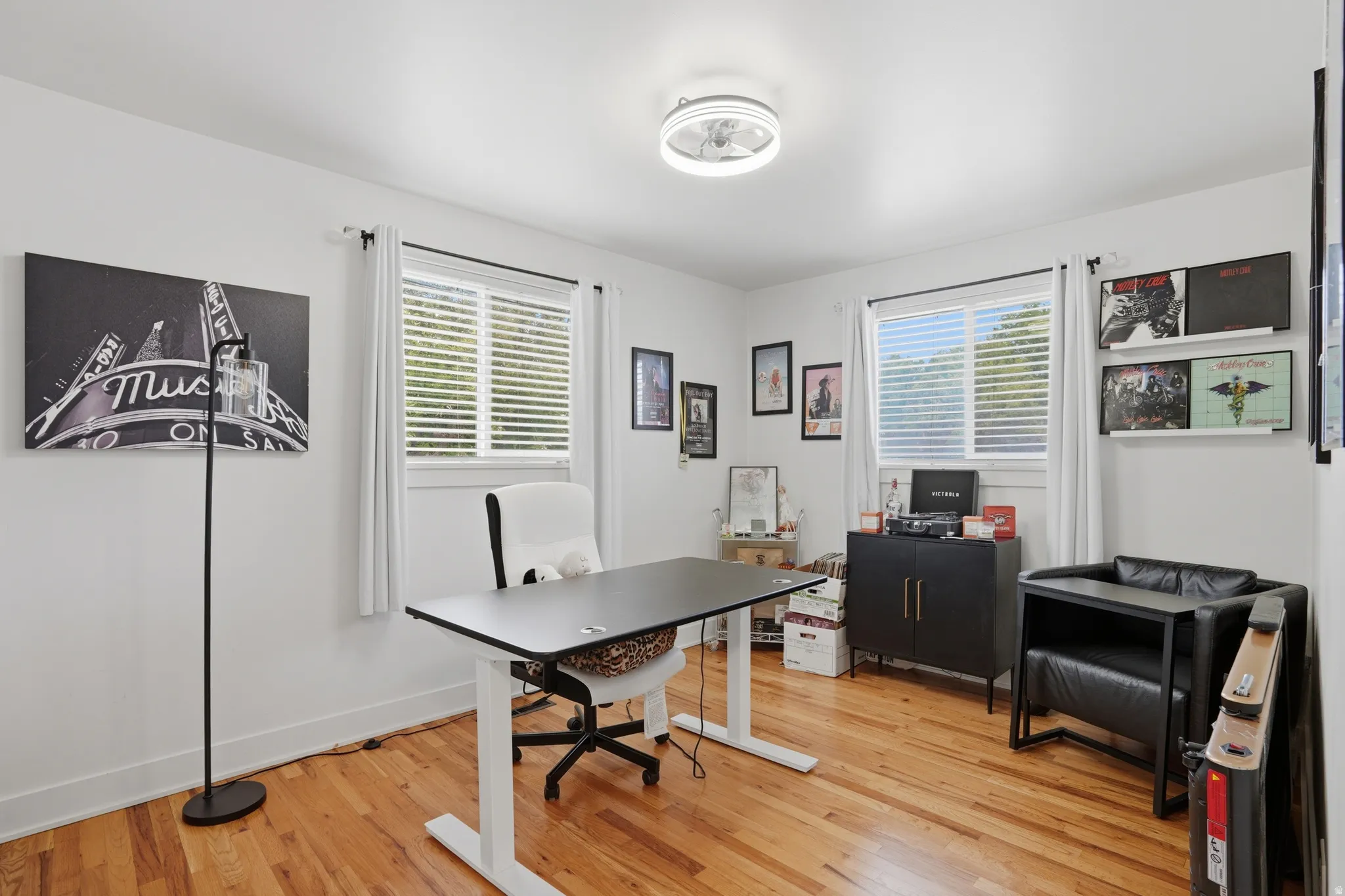 Office area with light wood finished floors