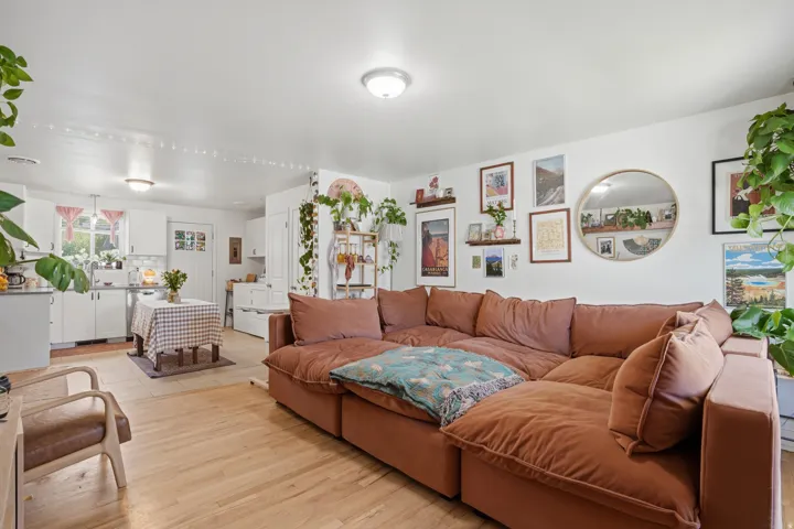 Living area featuring light wood-type flooring