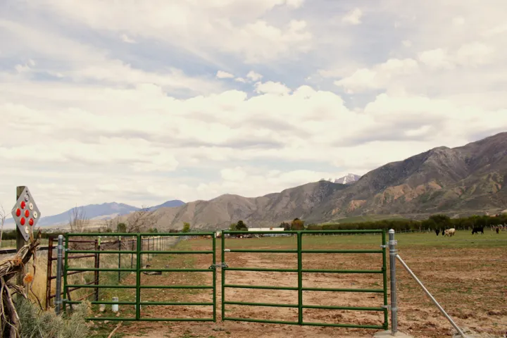 View of mountain background with rural landscape