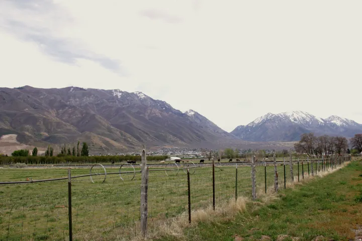 View of mountain background with rural landscape