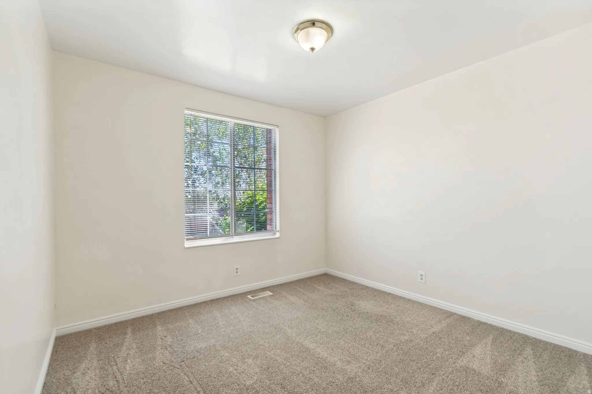 Bright room featuring neutral-toned walls and carpet flooring