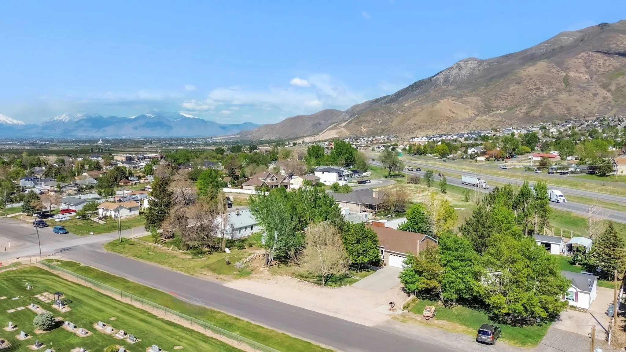 Mountain view with nearby suburban area