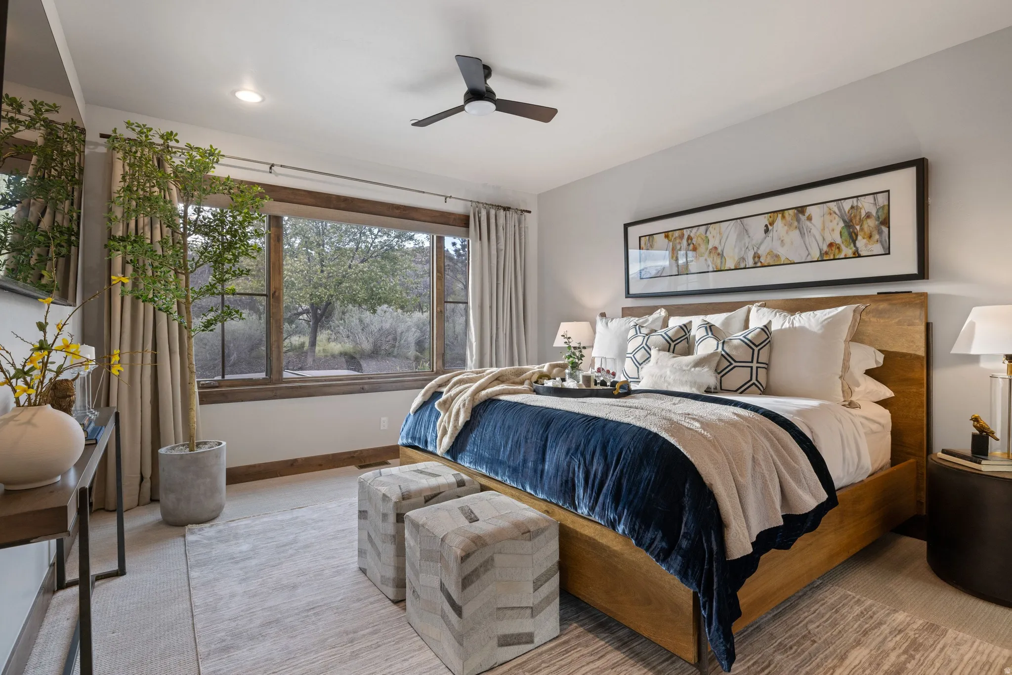 Bedroom featuring ceiling fan and recessed lighting