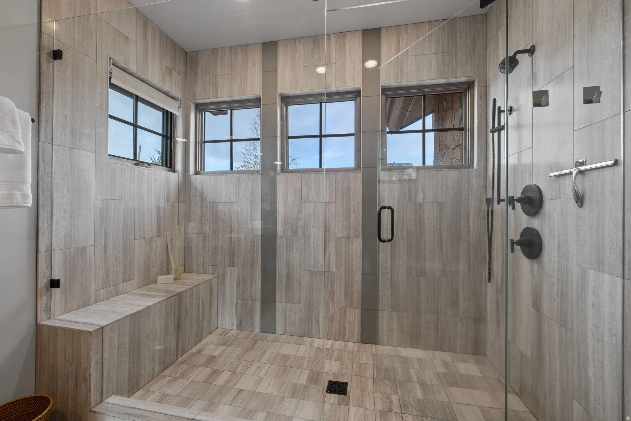 Bathroom with a stall shower