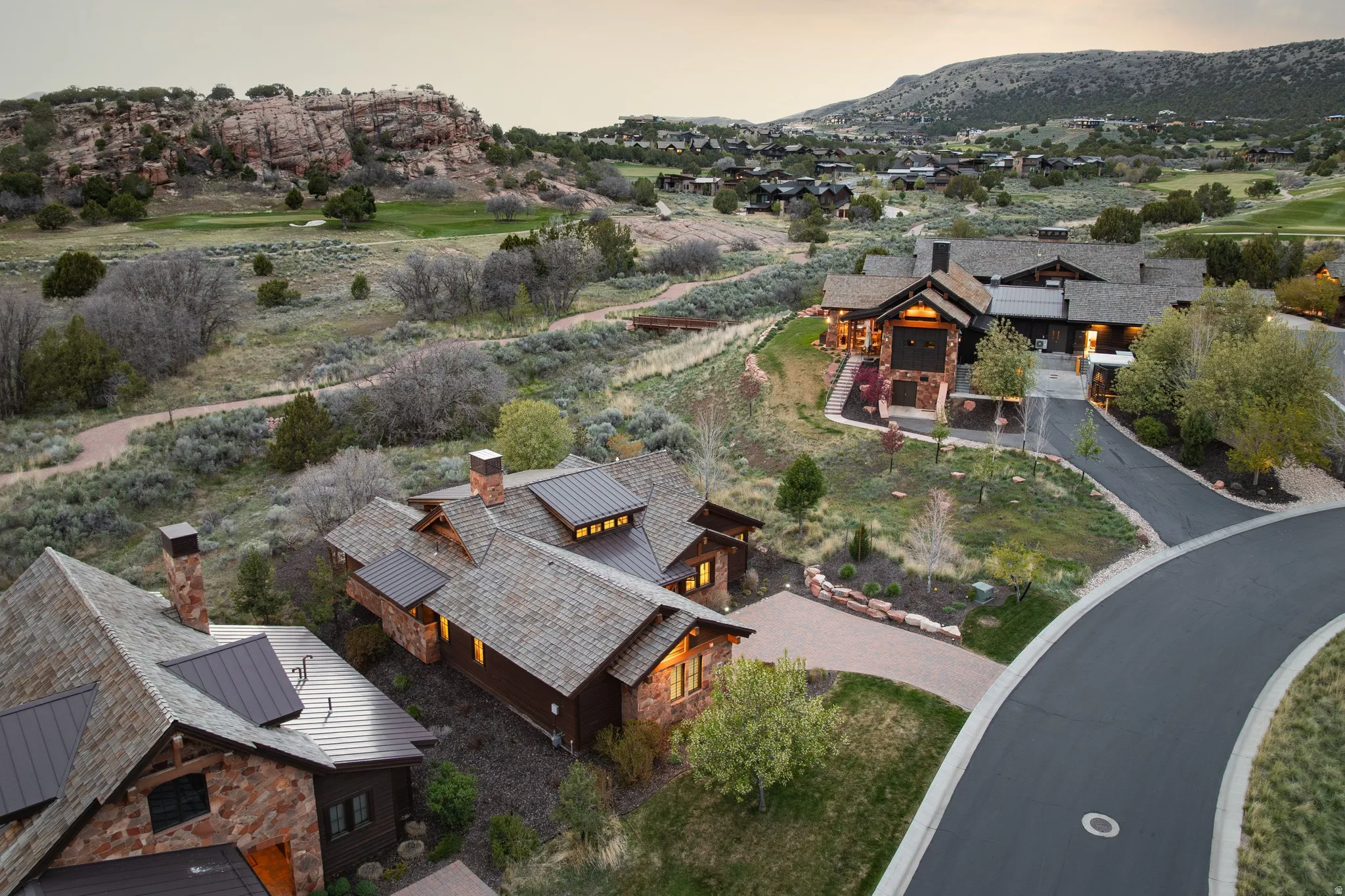 View from above of property with mountains