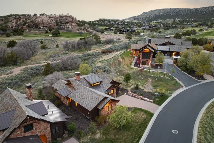 View from above of property with mountains