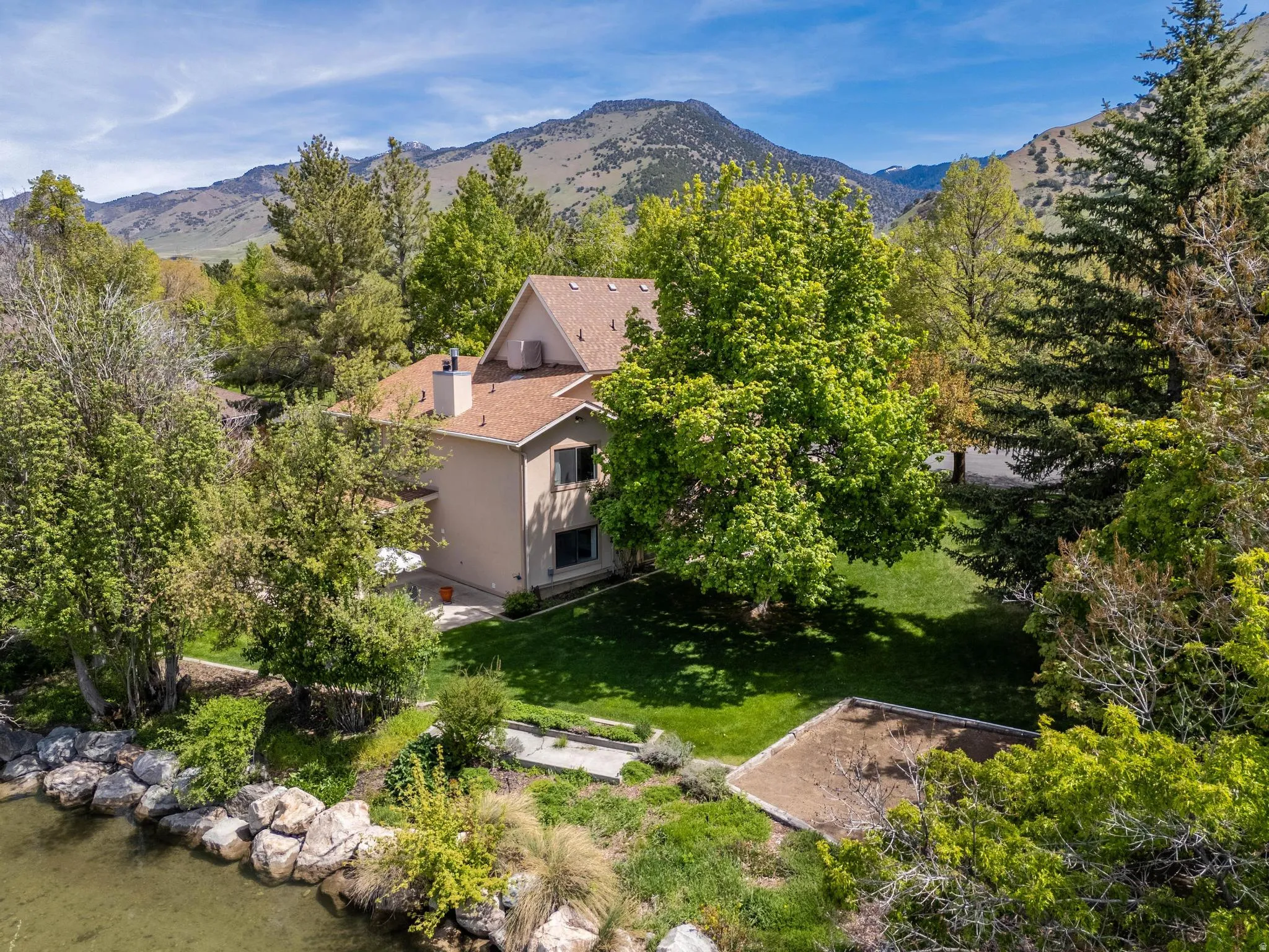 View of subject property with mountains