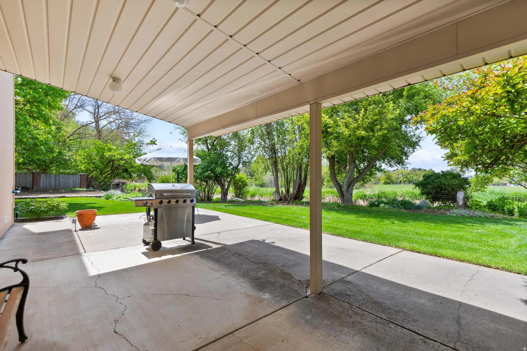 View of patio featuring grilling area