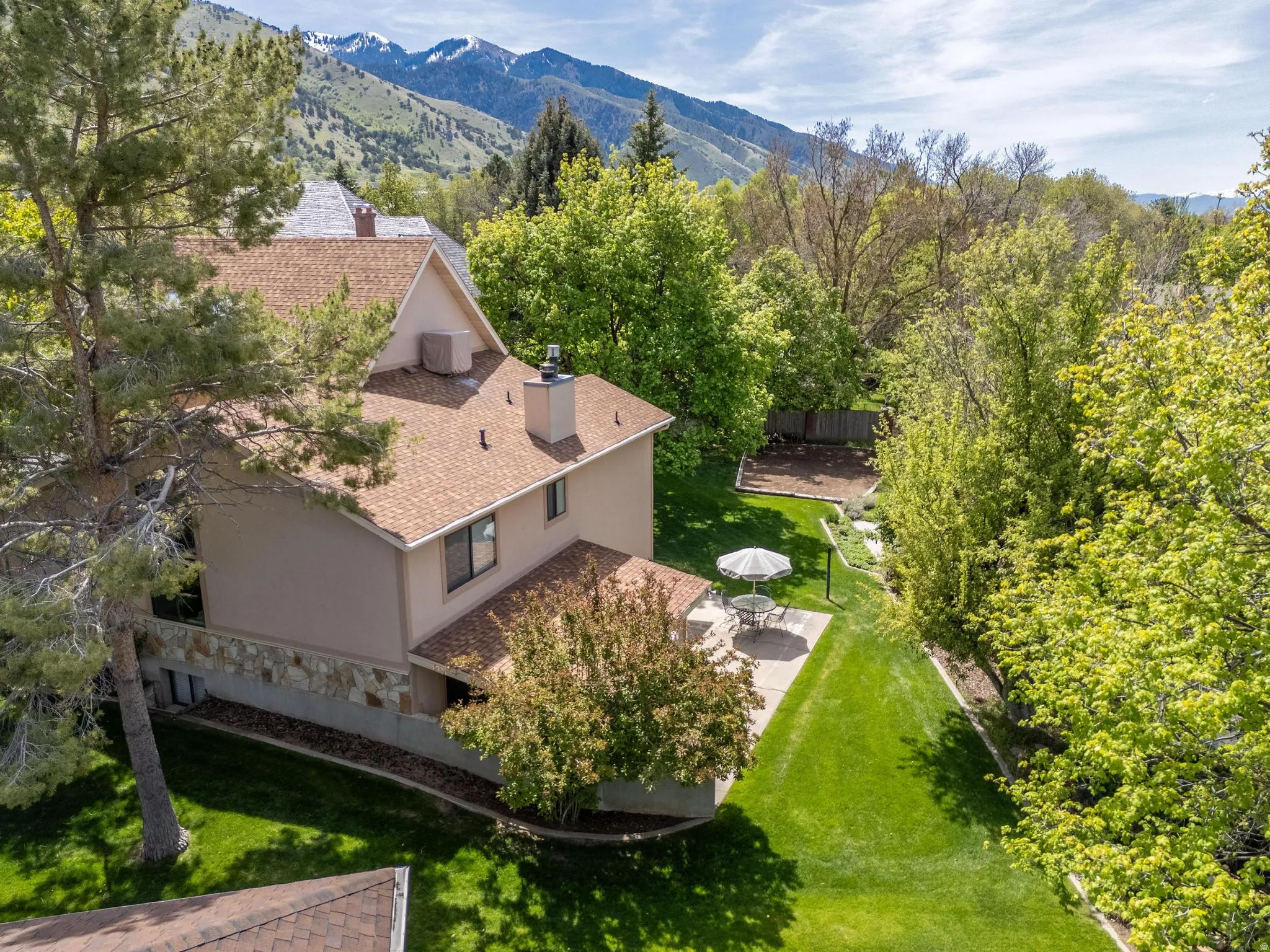 View from above of property with mountains
