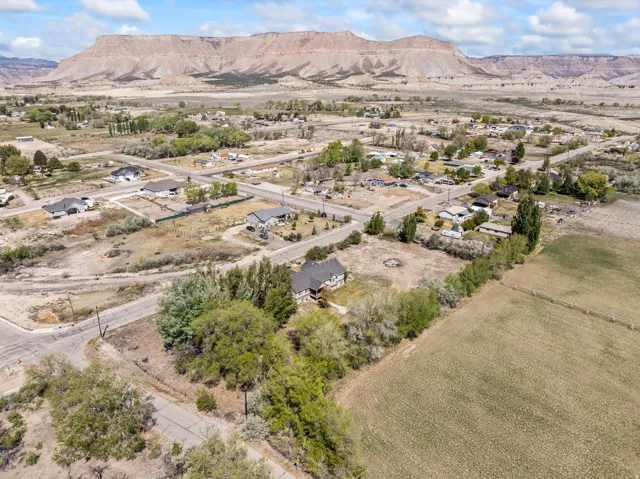 Aerial view of sparsely populated area featuring mountains