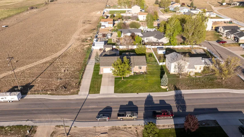 Aerial perspective of suburban area