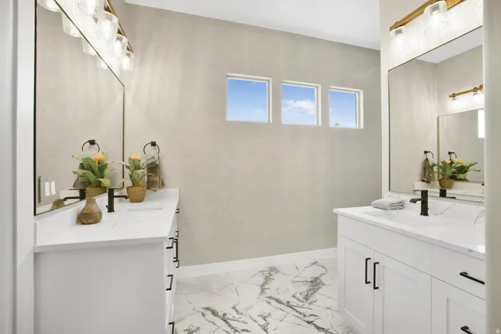 Bathroom with two vanities