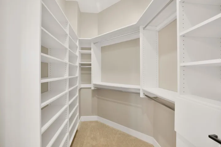 Walk in closet featuring light colored carpet