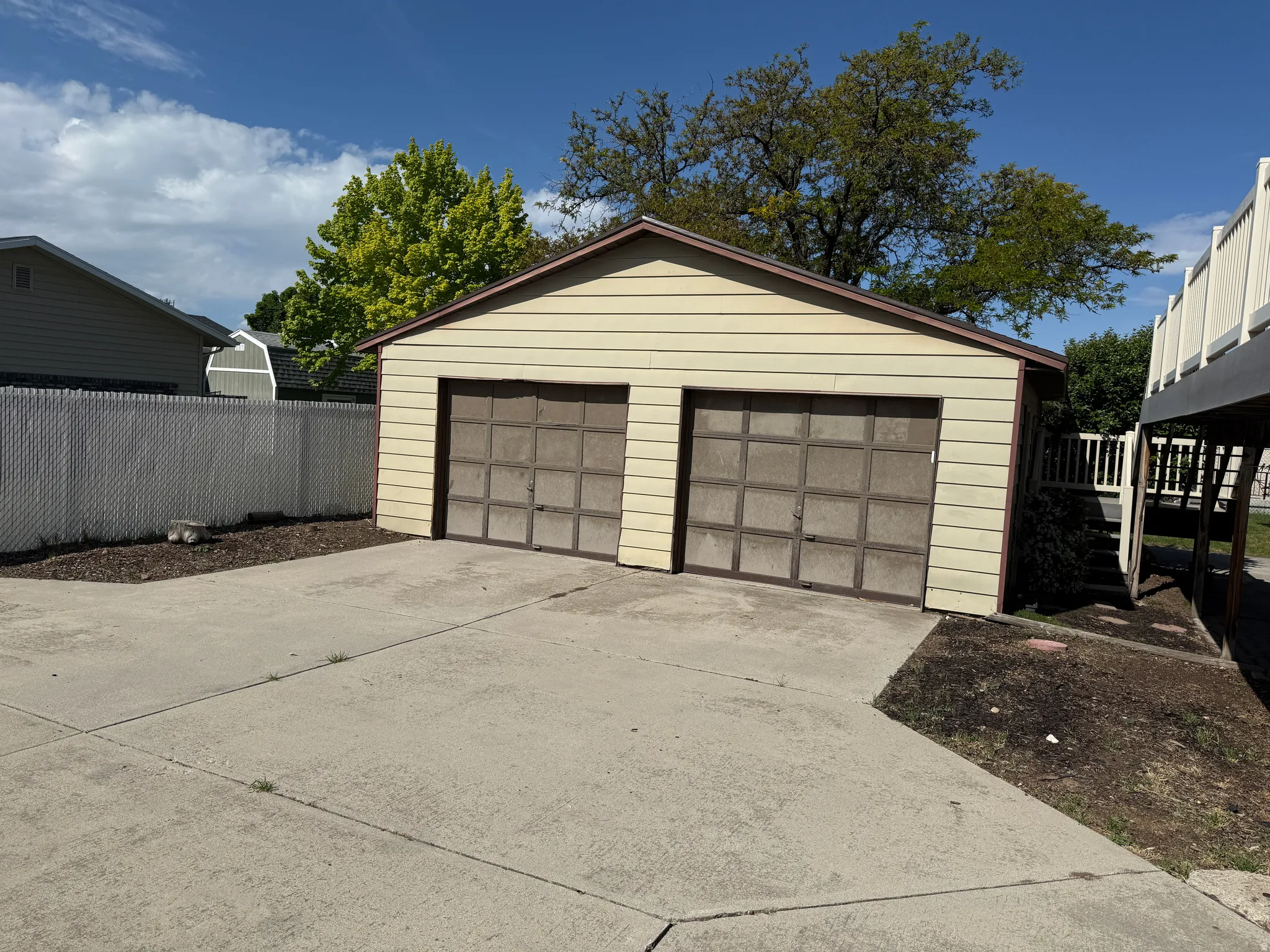 View of detached garage