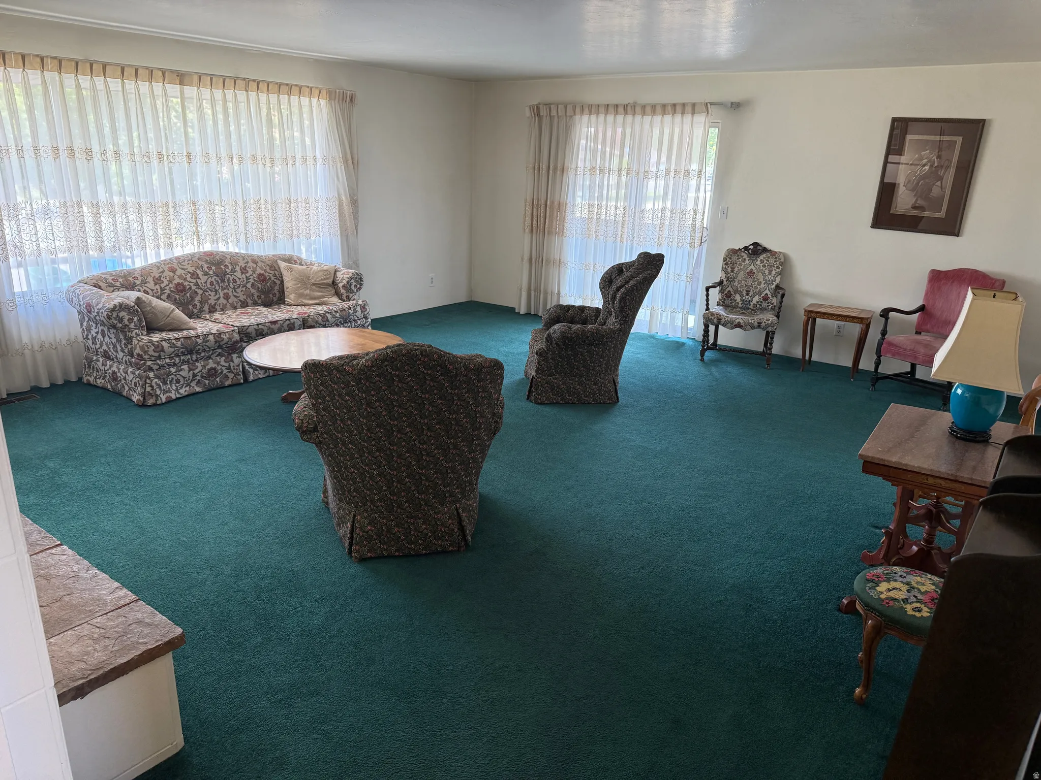 Living room with carpet flooring