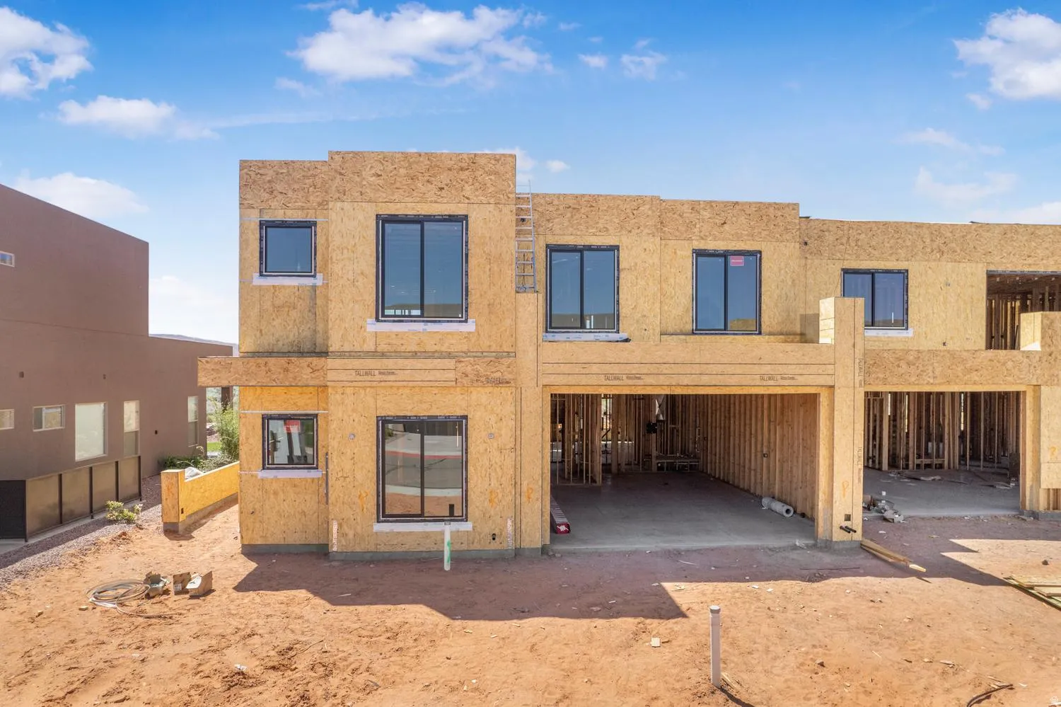View of front of house featuring stucco siding