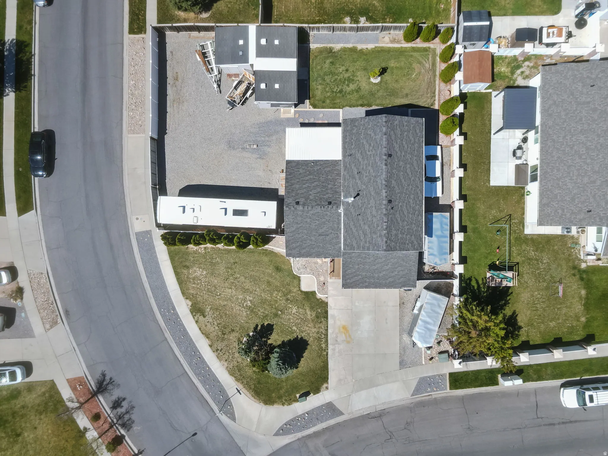 Aerial perspective of suburban area