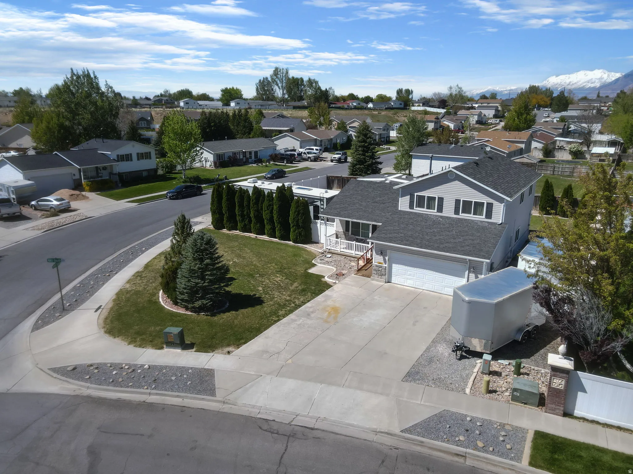Aerial view of residential area