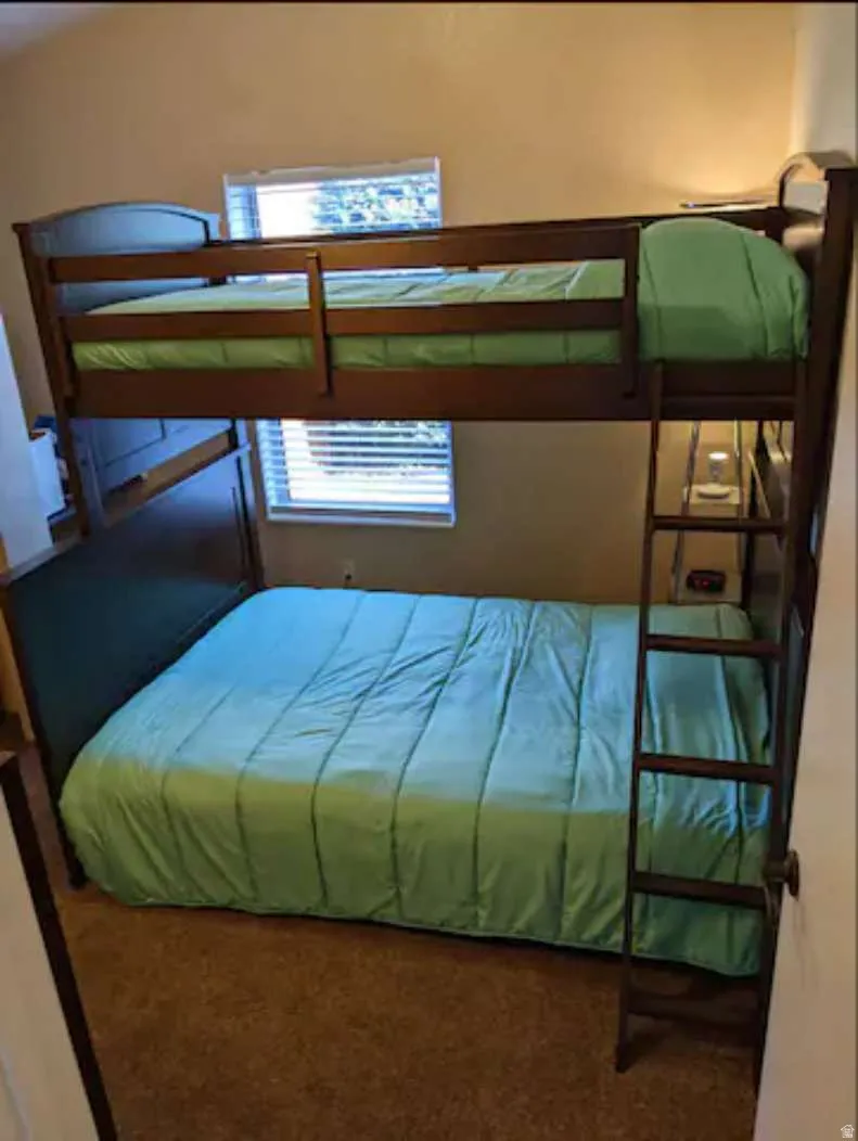 Bedroom featuring carpet