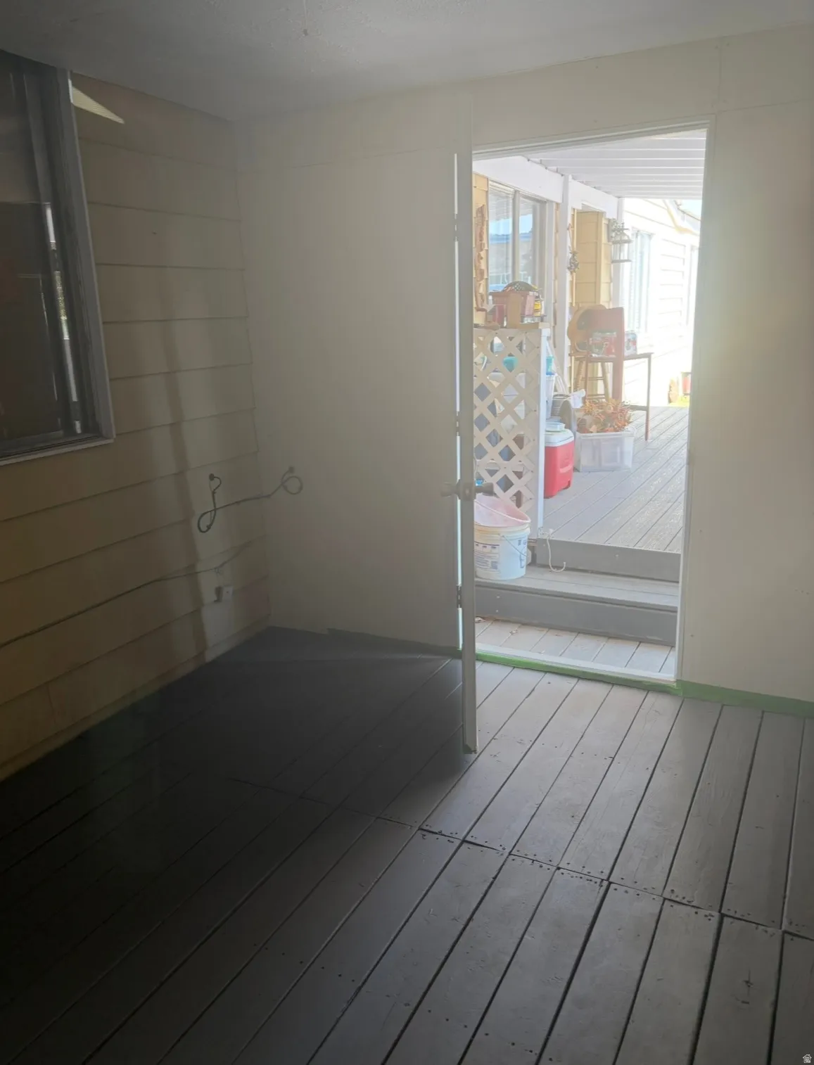 Unfurnished room with light wood-type flooring