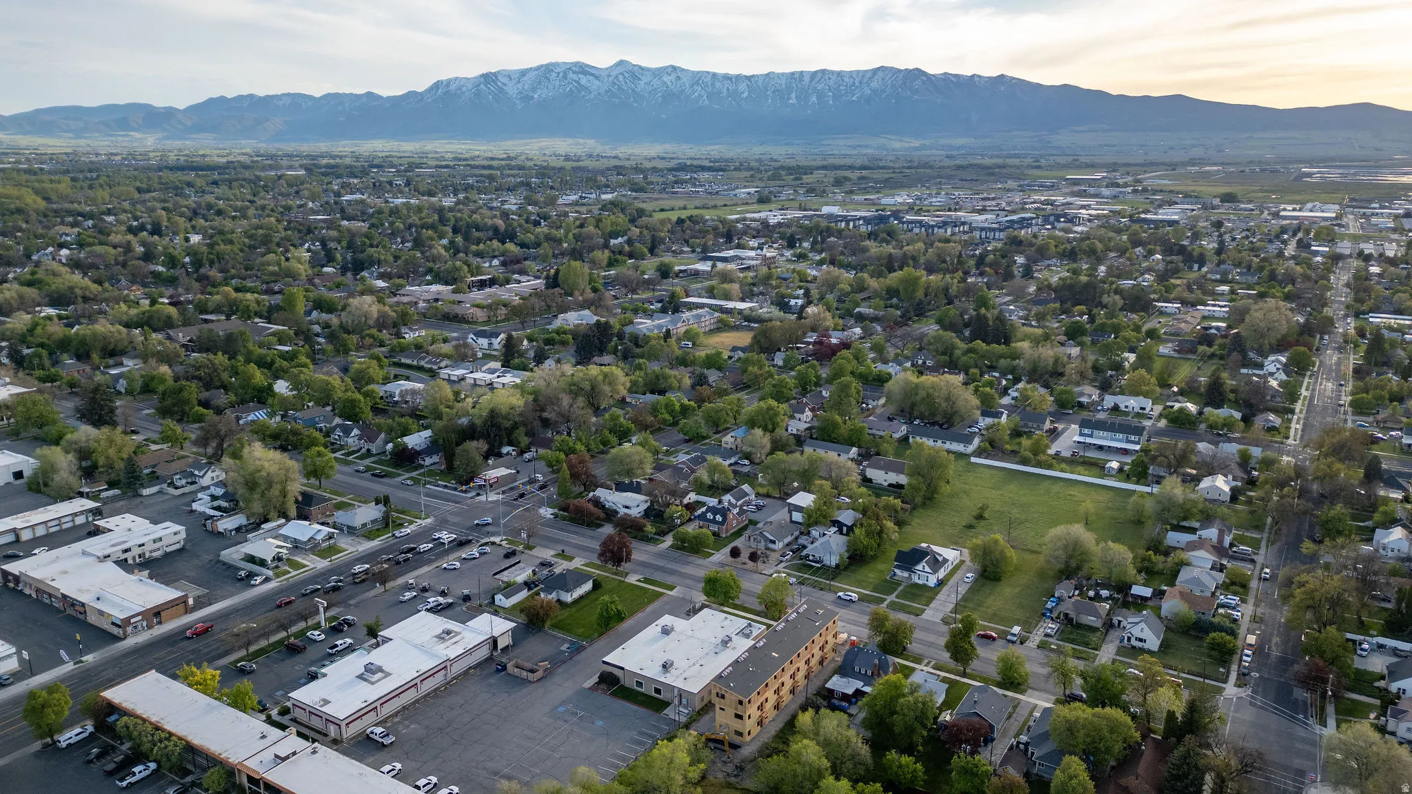 Drone / aerial view of a mountain backdrop