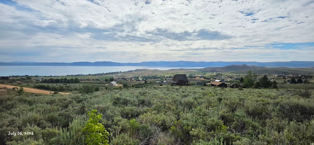Expansive natural landscape featuring varied green foliage, distant water body, and surrounding hills